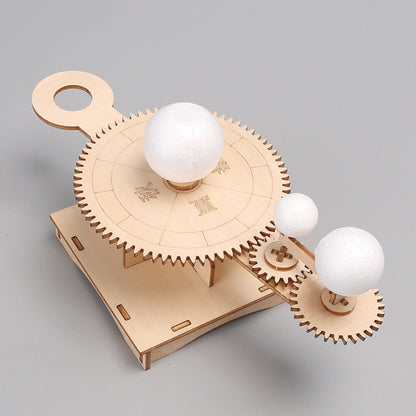 Assembled Wooden Orrery Model Demonstrating Planetary Motion