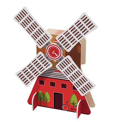 Colorful DIY Hand-cranked Windmill Kit, a fun and educational STEAM toy for kids.