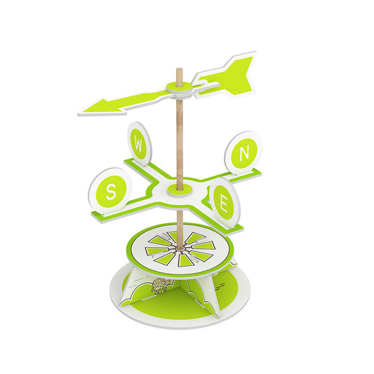 Completed DIY Weather Vane Kit showing cardinal directions (N, S, E, W) and size.