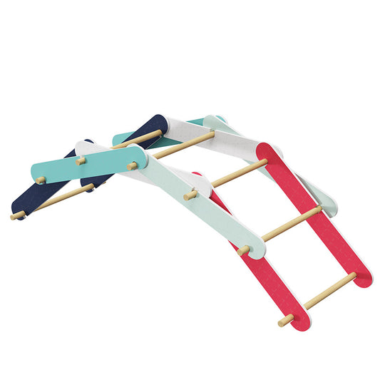 Top-down view of a completed DIY Bailey Bridge kit on a white background.