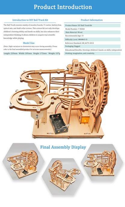 DIY Wooden Ball Track Kit for Kids | STEM Science Toy with Video Instructions – Ages 5+