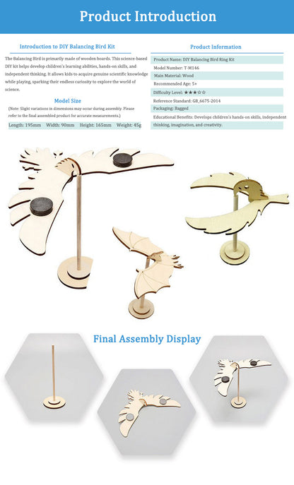 DIY Wooden Balancing Bird Kit for Kids | STEM Science Toy with Video Instructions – Ages 3+