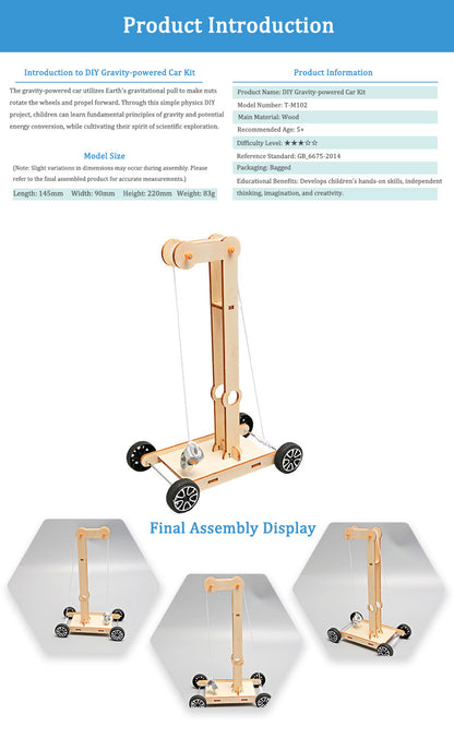 DIY Wooden Gravity-powered Car Kit for Kids | STEM Science Toy with Video Instructions – Ages 3+