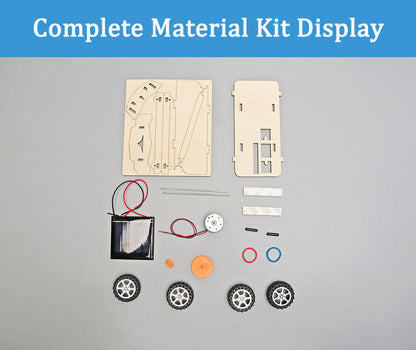 Complete Material Kit for DIY Solar Car – Includes Wooden Parts, Solar Panel, Motor, and Wheels