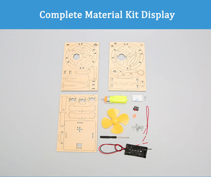 Complete Material Kit for DIY Wooden Oscillating Fan: Laser-Cut Wood, Motor, Blades, and Components