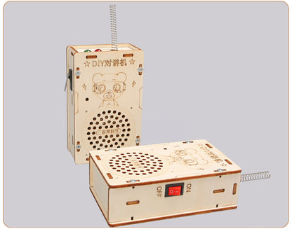Assembled DIY Walkie Talkie Model – Wooden Science Kit for Children