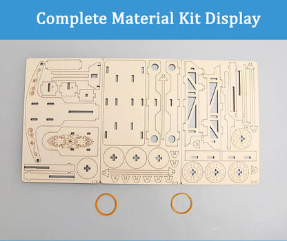 Complete set of wooden pieces and rubber bands for the DIY Ballista Kit.
