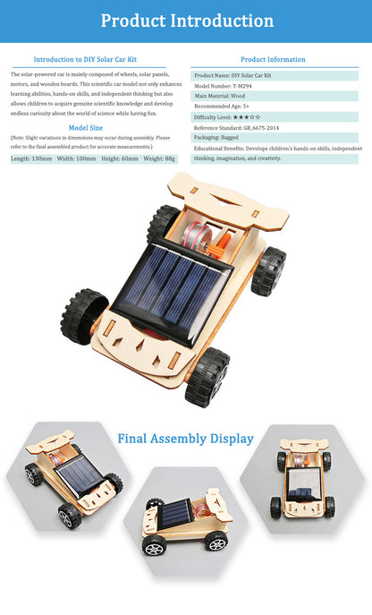 DIY Wooden Solar Car Kit for Kids | STEM Science Toy with Video Instructions – Ages 5+