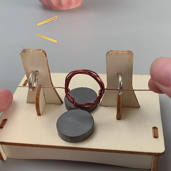 DIY Electric Motor Kit in action, kids building science project, learn electromagnetism, STEM educational toy