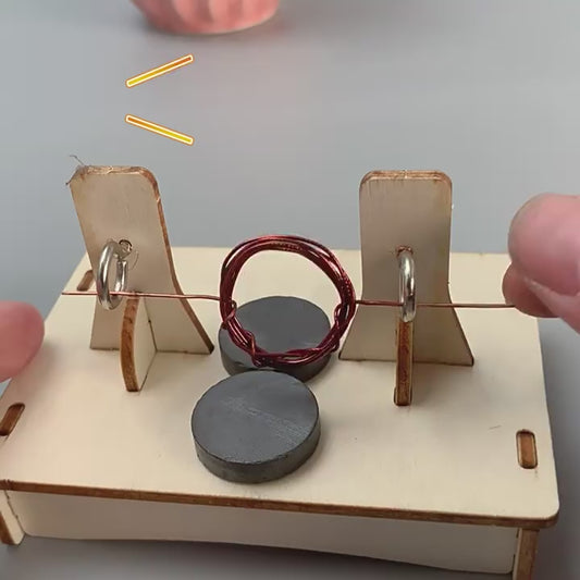 DIY Electric Motor Kit in action, kids building science project, learn electromagnetism, STEM educational toy