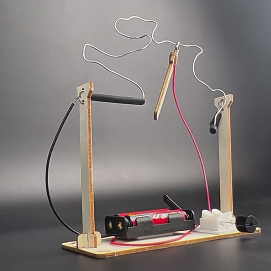 DIY CrossFire Kit demonstration video showing the electromagnetic maze game in action, perfect for STEM learning.